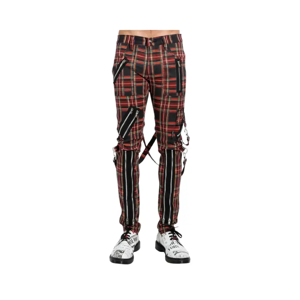 [ROPHANPUNKNEW] Pantalón gótico punk con cadenas y cierres – estilo rebelde