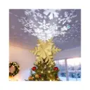 Estrella de árbol navideña dorada con proyector LED giratorio